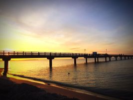 Seebrücke Prerow bei Sonnenuntergang