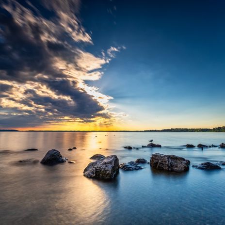 Sonnenuntergang bei Chieming am Chiemsee