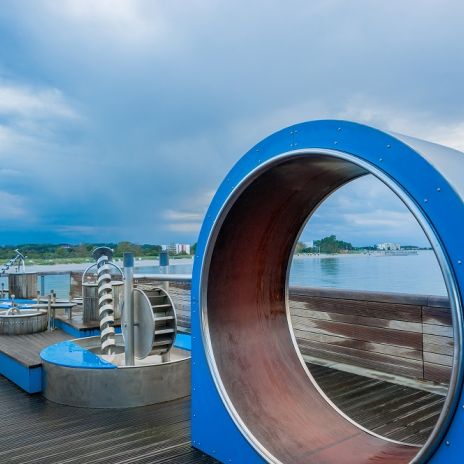 Wasserspielplatz an der Seebrücke in Heiligenhafen