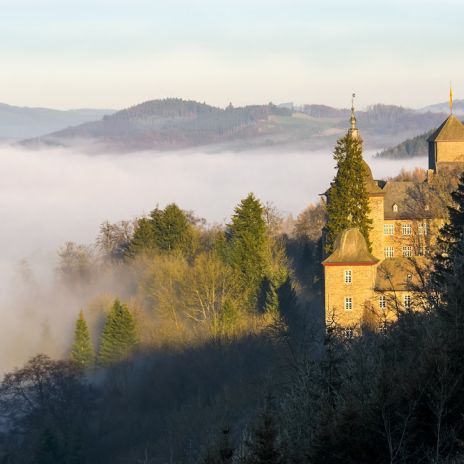 Burg Schnellenberg im Nebel Burg Schnellenberg im Nebel
