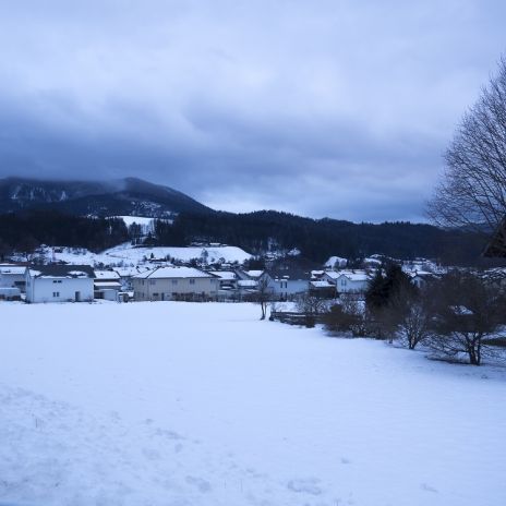 Blick über Teisendorf im Winter
