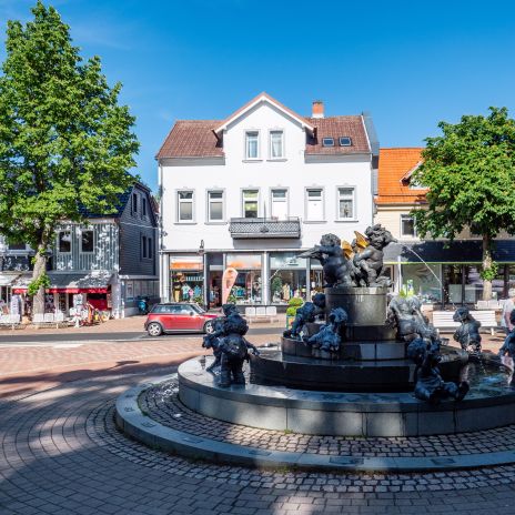 Marktplatz von Bad Harzburg mit Brunnen