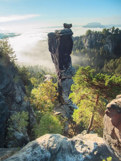 Morgenstimmung über dem Wehlgrund in der Sächsischen Schweiz - (c) Michael/stock.adobe.com
